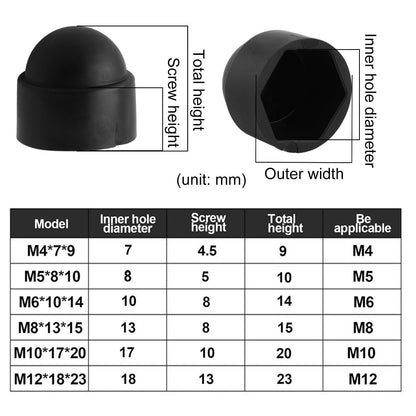 GLFS 145pcs Protective Cap for Screws Hexagonal Cover Cap Black for Nuts Screws Bolts V1189-LWWAL-20260327-04161