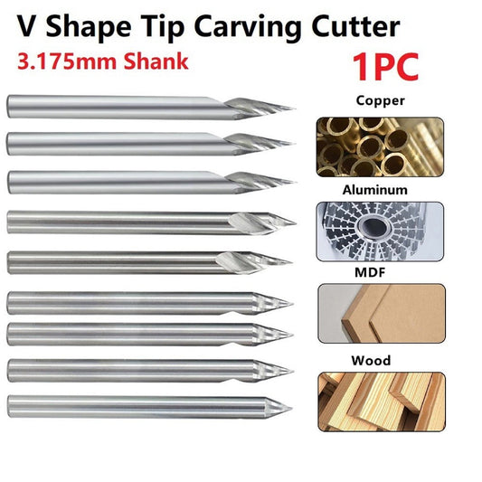 Engraving Bit 3.175Mm Shank V Shape Carving Bits 20-60 Degrees Carbide Cnc Router Bit Tipped 0.1Mm 0.2Mm V1189-LWWAL-20260327-04199