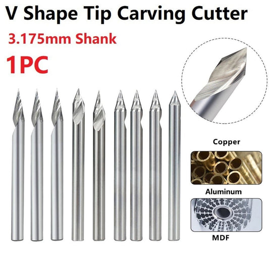 Engraving Bit 3.175Mm Shank V Shape Carving Bits 20-60 Degrees Carbide Cnc Router Bit Tipped 0.1Mm 0.2Mm V1189-LWWAL-20260327-04201