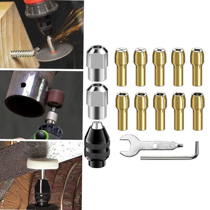 15Pcs Drill Chuck Collet Set For Dremel, 1/32" To 1/8" Replacement 4486 Drill Keyless Bit Chuck Shank Rotary V1189-LWWAL-20260327-04205