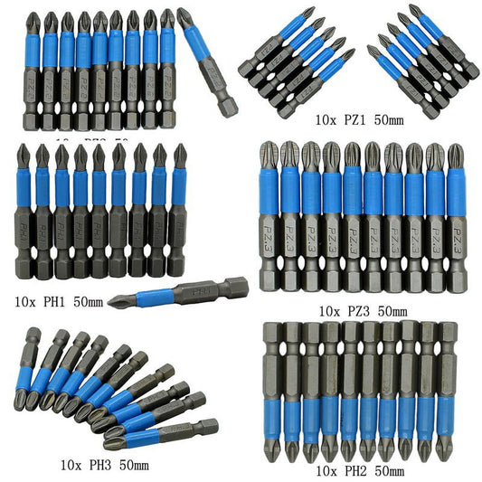 10Pcs Magnetic Anti Skid Electric Screwdriver Bits Alloy Steel 50Mm Cross Screw Driver Tools Set Ph1 Ph2 Ph3 V1189-LWWAL-20260327-04213