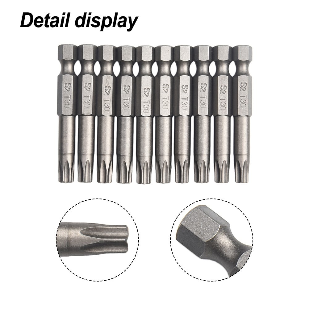 10Pcs Torx Bits Set 50Mm Magnetic Tamper Resistant Star Bits T30 Screwdrivers Wrench Drill Bit Sets Hand V1189-LWWAL-20260327-04231