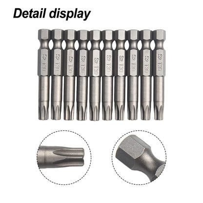 10Pcs Torx Bits Set 50Mm Magnetic Tamper Resistant Star Bits T30 Screwdrivers Wrench Drill Bit Sets Hand V1189-LWWAL-20260327-04231