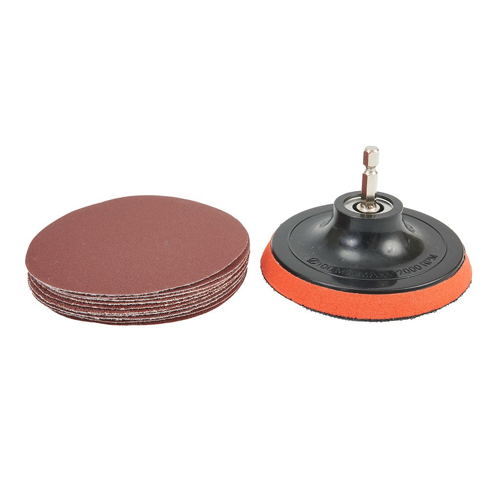 1 Set 100Mm Sanding Disc 60-240 Grit Sandpaper Buffing Wheel Hook-And Loop-Backing Pads For Electric Drill V1189-LWWAL-20260327-04232