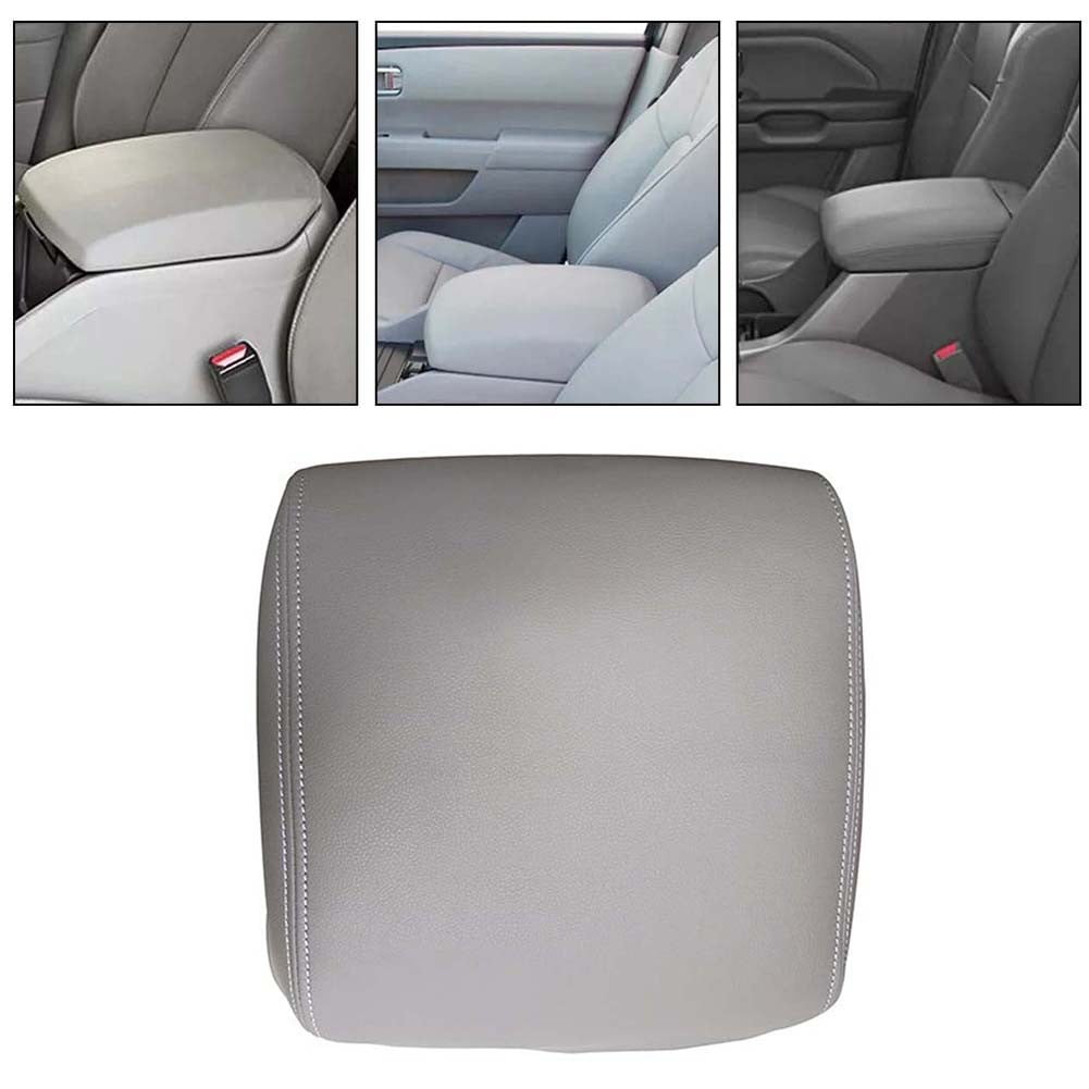 For Honda For Pilot 2009-2015 Leather Center Console Lid Armrest Cover Microfiber Protective Skin Gray V1189-LWWAL-20260327-04287
