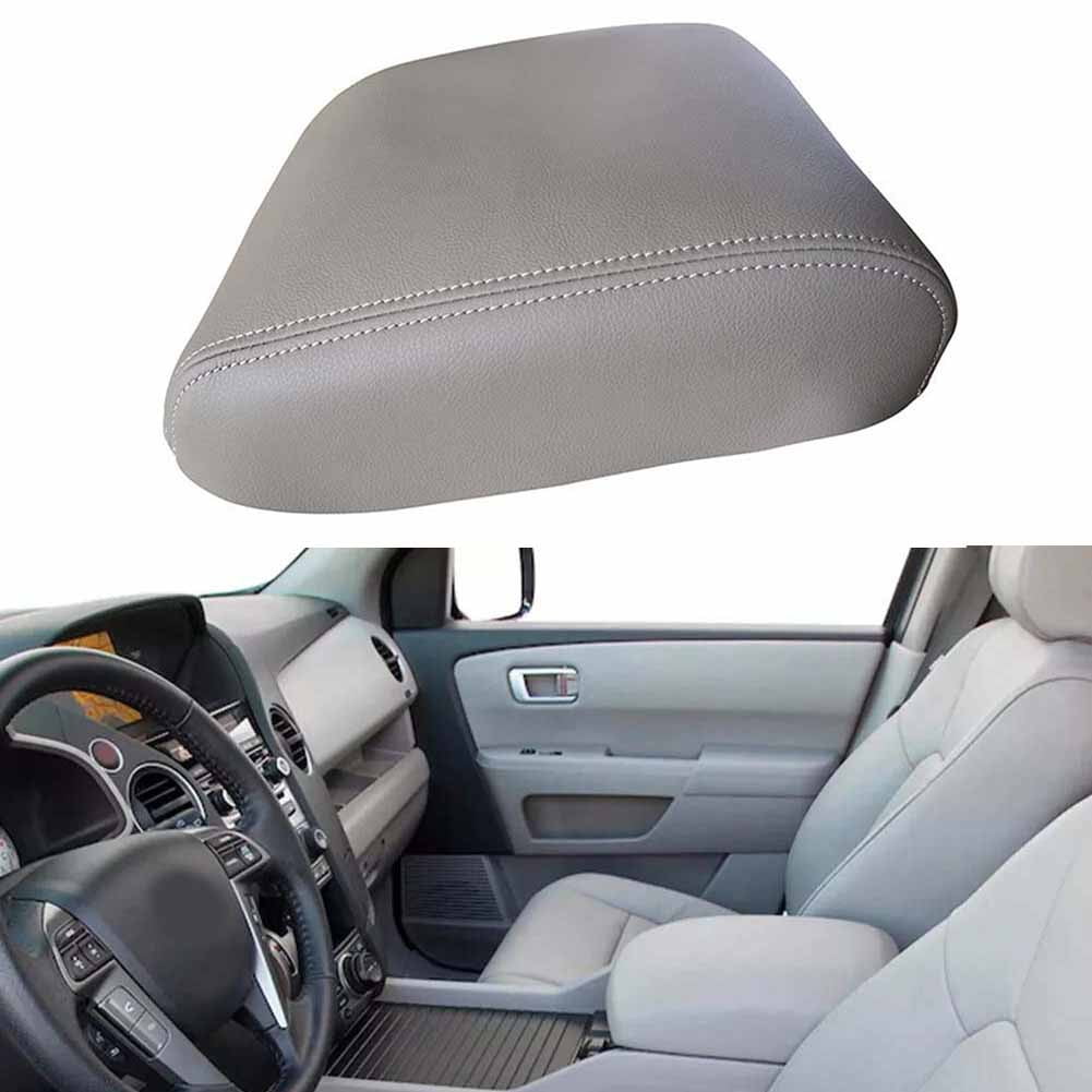For Honda For Pilot 2009-2015 Leather Center Console Lid Armrest Cover Microfiber Protective Skin Gray V1189-LWWAL-20260327-04287
