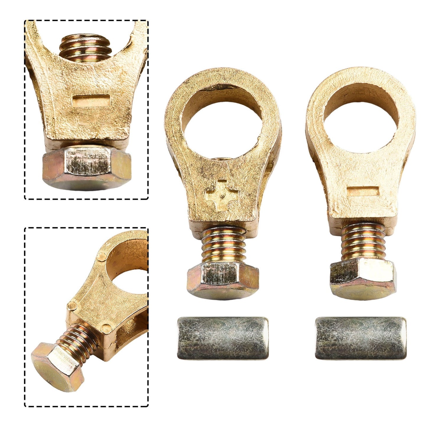 Pure Copper Car Battery Terminal Clamps Set Positive Negative Post Connectors With Bolts And Washers V1189-LWWAL-20260327-04299