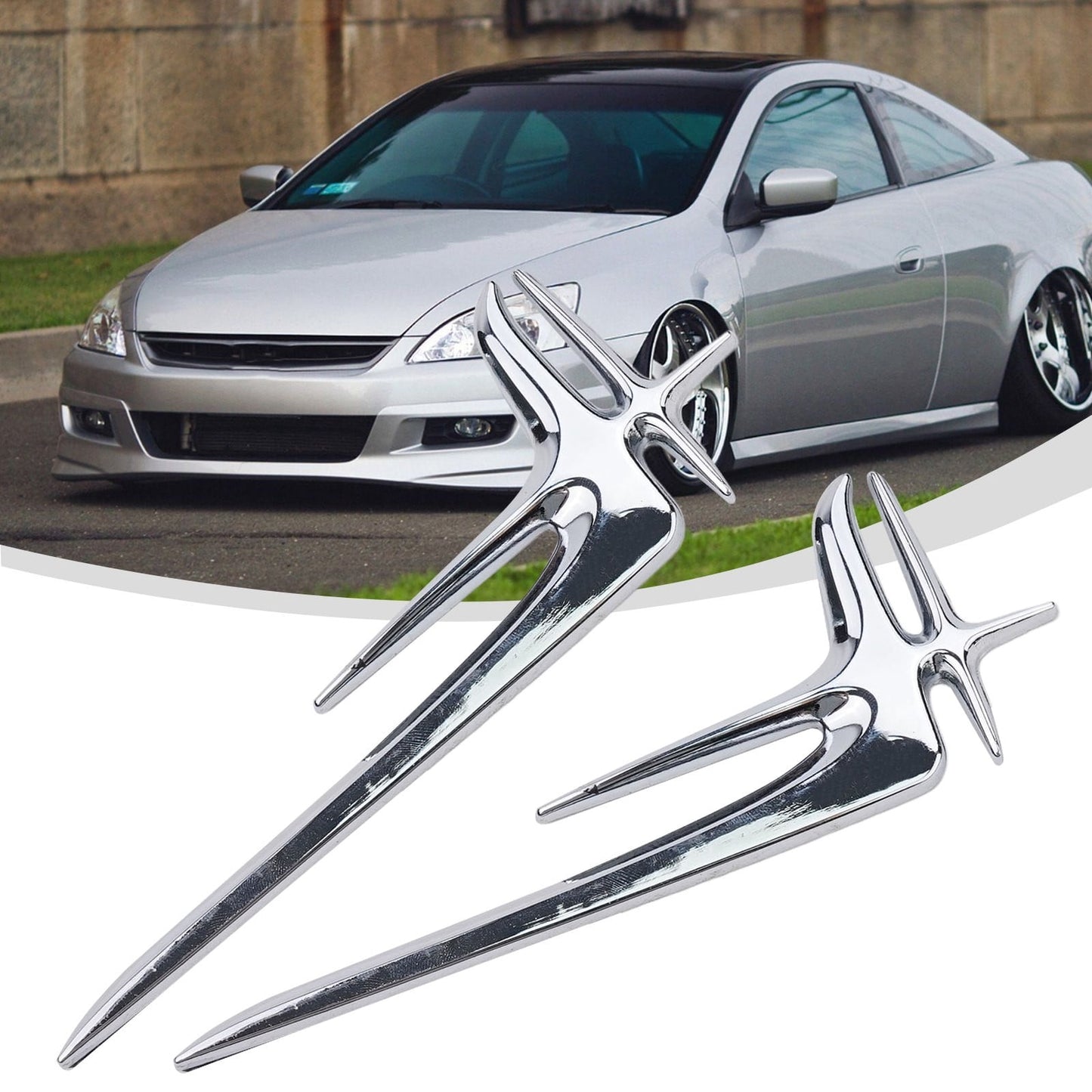 Chrome Metal "L" Extended Edition Car Side Emblem Badge Decal Sticker Pair 137Mm X 48Mm Silver V1189-LWWAL-20260327-04309