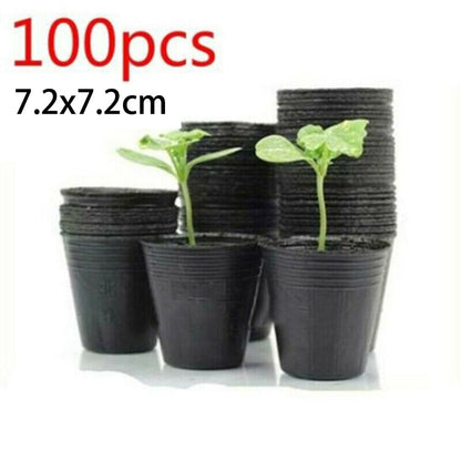 100 Pack Black Plastic Nursery Pots Plant Containers Garden Flower Seedling Planter With Drainage Holes 5Cm V1189-LWWAL-20260327-04326
