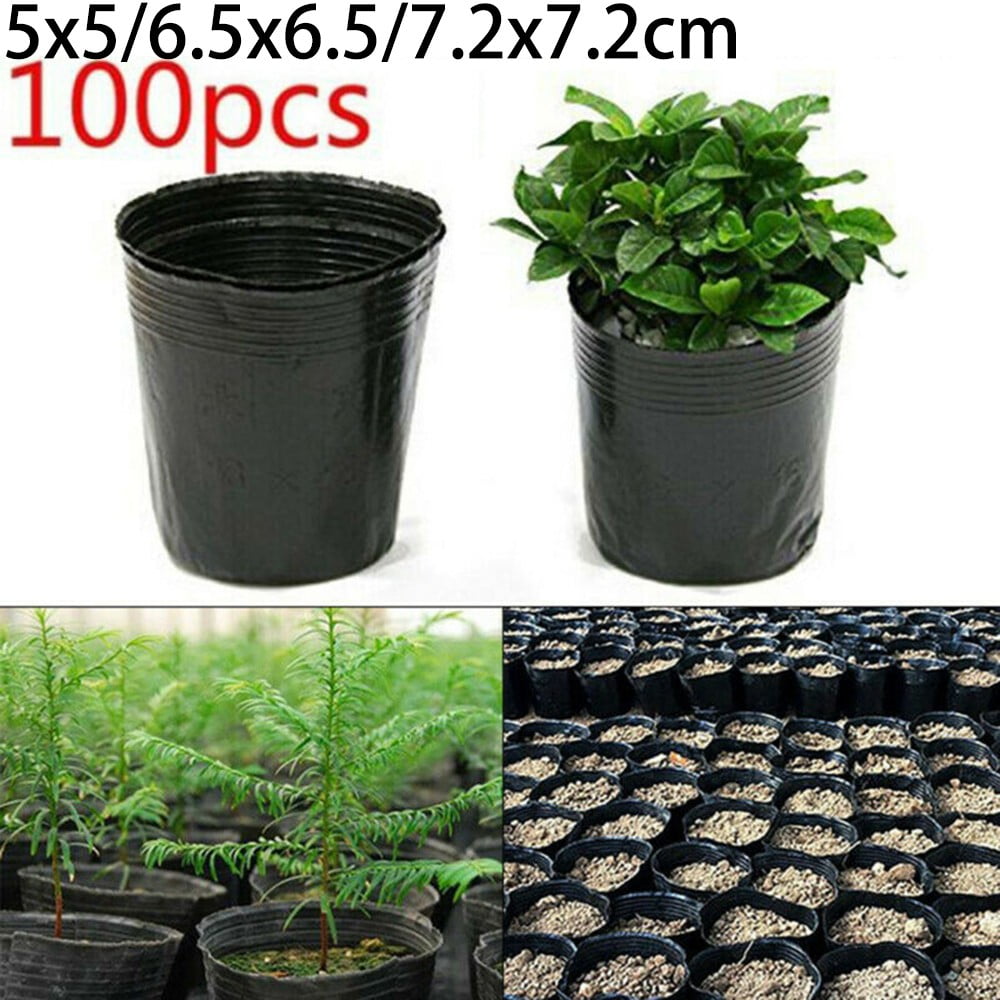 100 Pack Black Plastic Nursery Pots Plant Containers Garden Flower Seedling Planter With Drainage Holes 5Cm V1189-LWWAL-20260327-04326