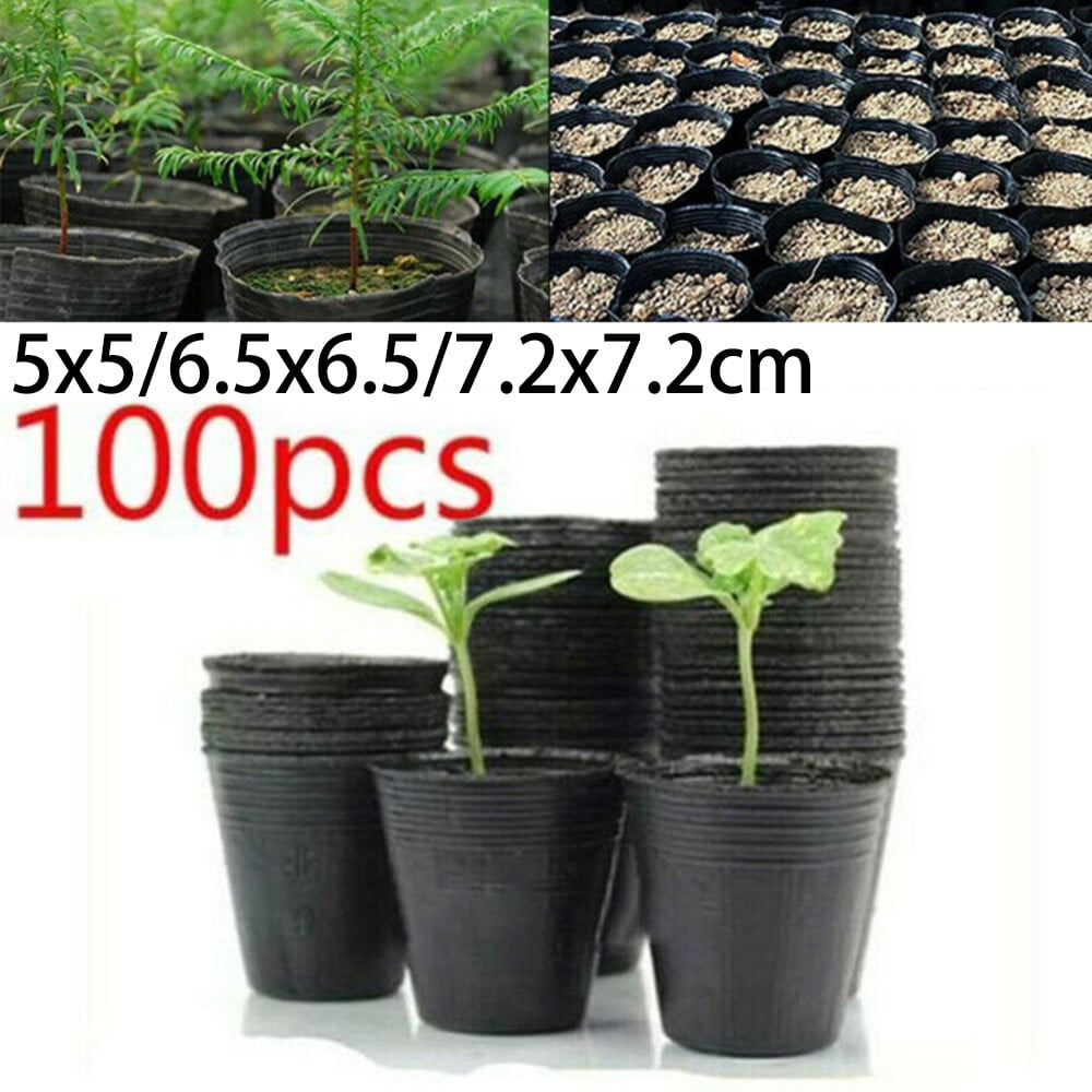 100 Pack Black Plastic Nursery Pots Plant Containers Garden Flower Seedling Planter With Drainage Holes 5Cm V1189-LWWAL-20260327-04326