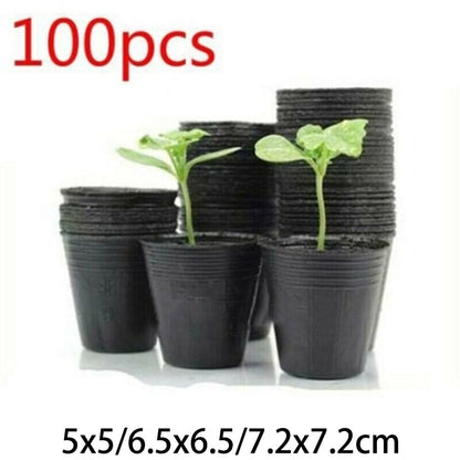 100 Pack Black Plastic Nursery Pots Plant Containers Garden Flower Seedling Planter With Drainage Holes 5Cm V1189-LWWAL-20260327-04326