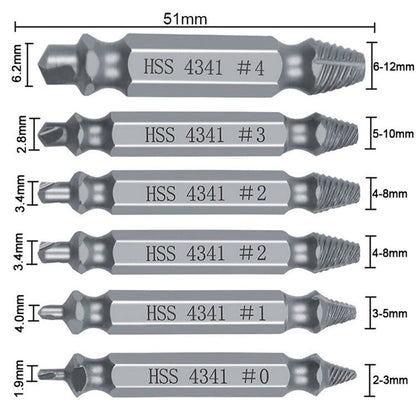 LLDI 6Pcs Damaged Screw Extractor Easy Out Set Bolt Stud Remover Drills Tools Kit Tap 2-12mm Quickly Extract V1189-LWWAL-20260327-04335