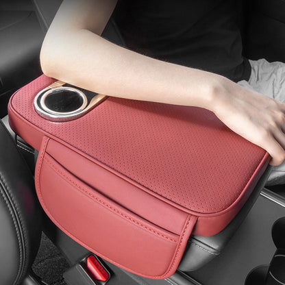 Car Armrest Cushion With 2 Cup Holder And Side Pocket Pu Leather Beige V1189-LWWAL-20260327-04356