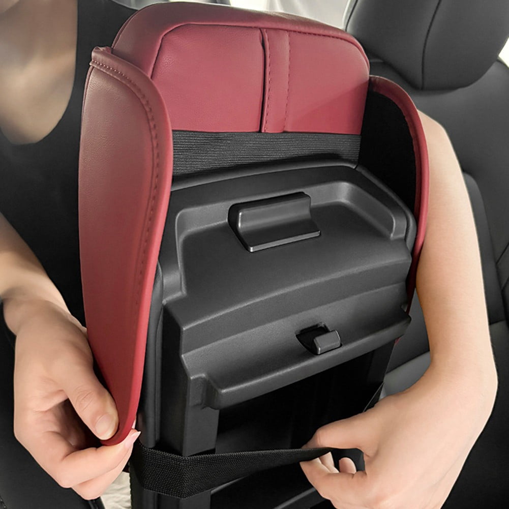 Car Armrest Cushion With 2 Cup Holder And Side Pocket Pu Leather Beige V1189-LWWAL-20260327-04356