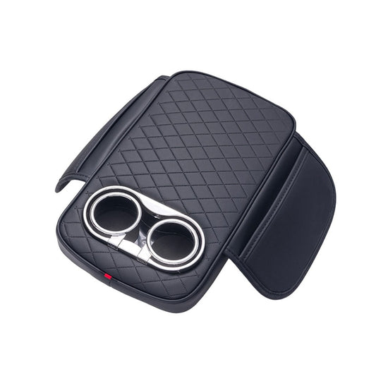 Car Armrest Cushion With 2 Cup Holder And Side Pocket Pu Leather Black V1189-LWWAL-20260327-04357