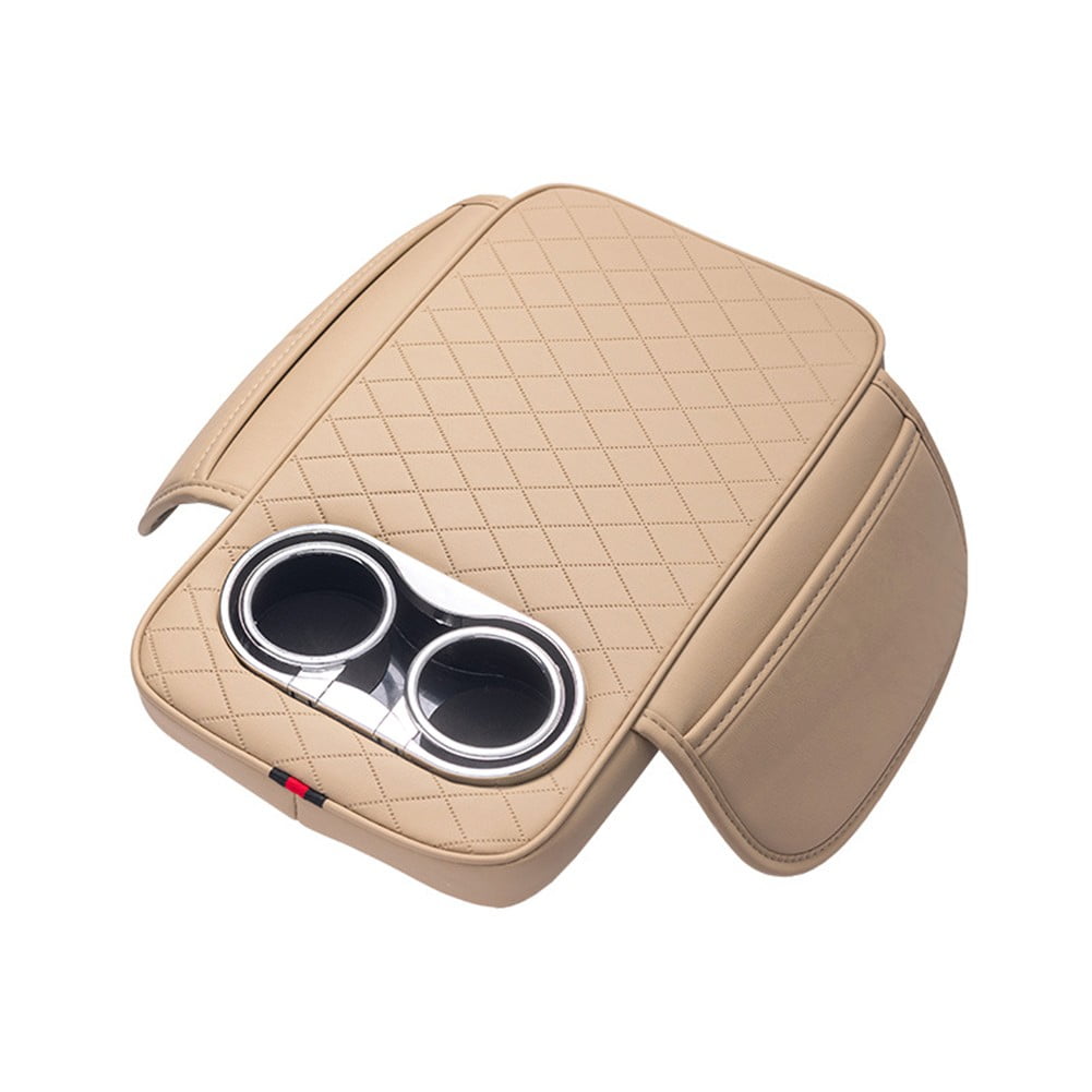 Car Armrest Cushion With 2 Cup Holder And Side Pocket Pu Leather Black V1189-LWWAL-20260327-04357