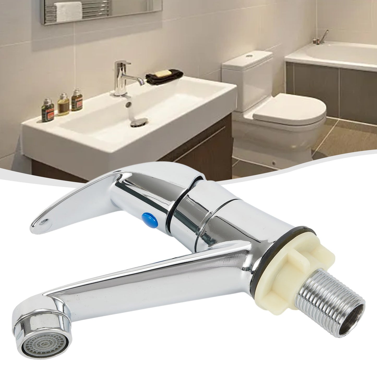 Arkzeo Chrome Basin Faucet Cold Sink Water Basin Tap Single Handle Faucet Tap Deck Mounted for Bathroom V1189-LWWAL-20260327-04382