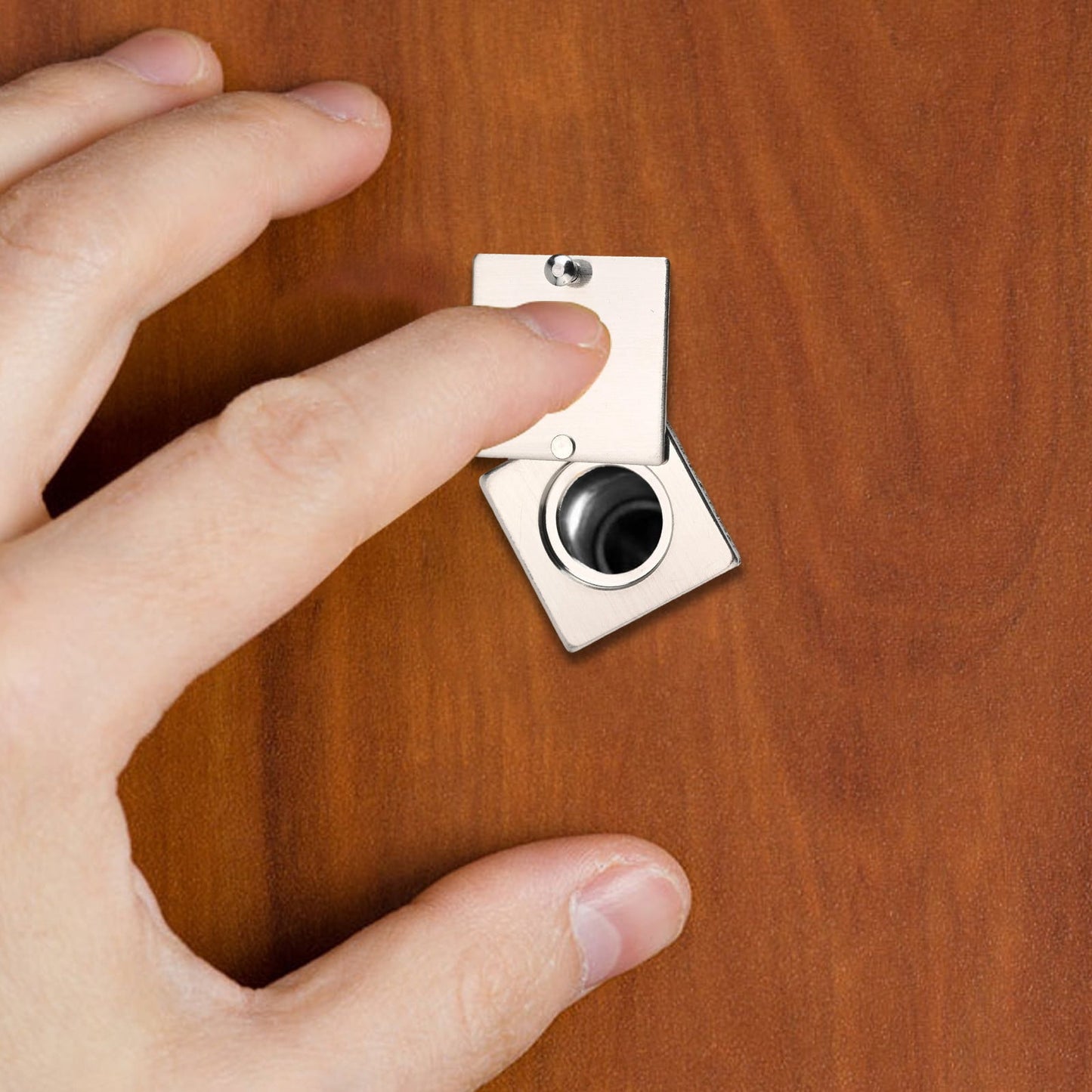 Square Peephole Cover Door Viewer Peephole Security Cap Kit Tape Install Brushed Smile Home Brushed V1189-LWWAL-20260327-04393