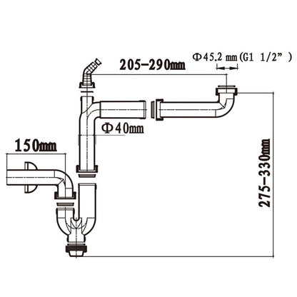 Arkzeo G1-1/2 Inch Kitchen Sink Drain Pipe 40mm Smooth U-Bend Design for Easy Flow V1189-LWWAL-20260327-04394