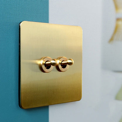 Toggle Light Rocker Switch 1/2 Way Retro Brass Plate Lever 86 Type Toggle Switch 1 Gang Smile Home 2 Gang V1189-LWWAL-20260327-04396
