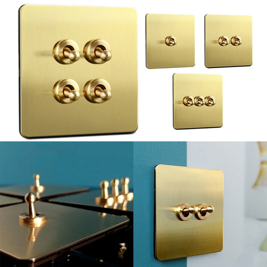 Toggle Light Rocker Switch 1/2 Way Retro Brass Plate Lever 86 Type Toggle Switch 1 Gang Smile Home 2 Gang V1189-LWWAL-20260327-04396
