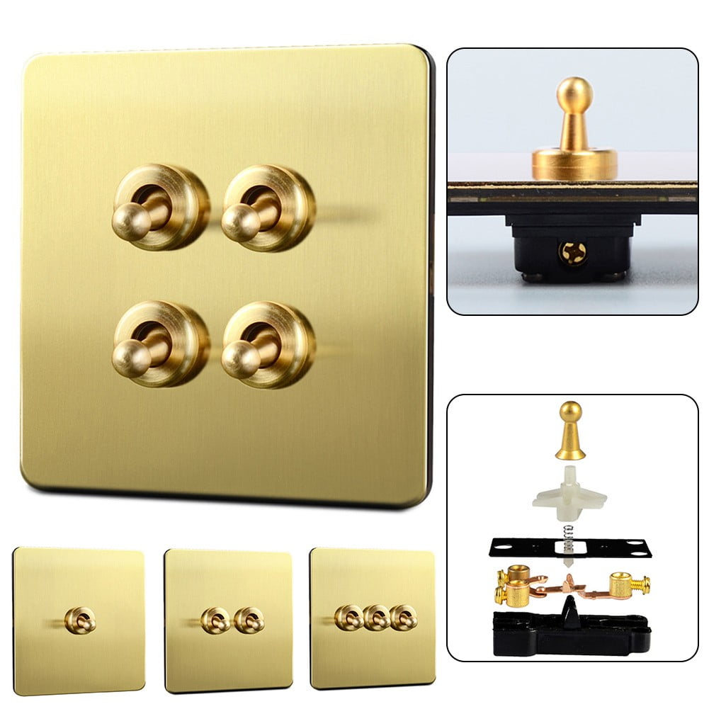 Toggle Light Rocker Switch 1/2 Way Retro Brass Plate Lever 86 Type Toggle Switch 1 Gang Smile Home 2 Gang V1189-LWWAL-20260327-04396
