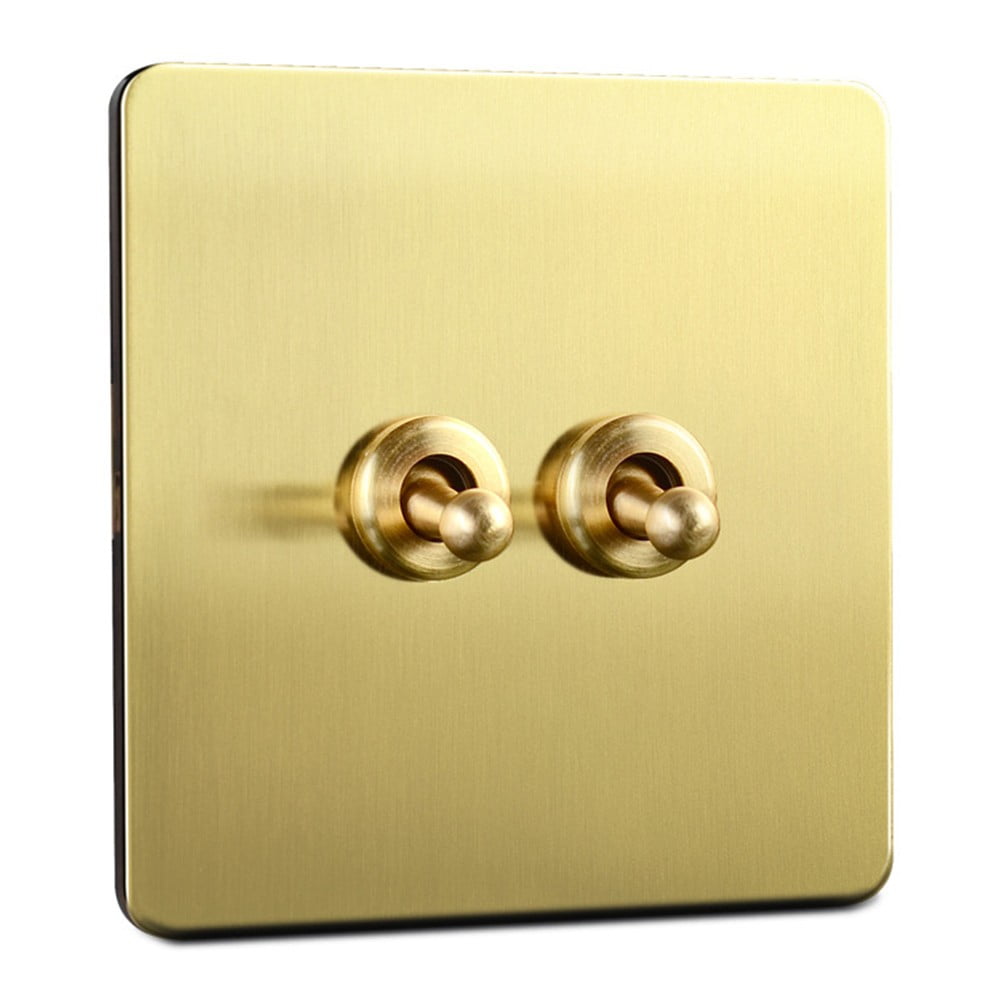 Toggle Light Rocker Switch 1/2 Way Retro Brass Plate Lever 86 Type Toggle Switch 1 Gang Smile Home 2 Gang V1189-LWWAL-20260327-04396