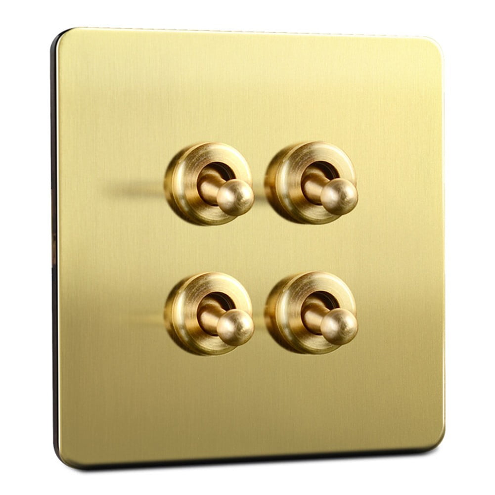 Toggle Light Rocker Switch 1/2 Way Retro Brass Plate Lever 86 Type Toggle Switch 1 Gang Smile Home 4 Gang V1189-LWWAL-20260327-04397