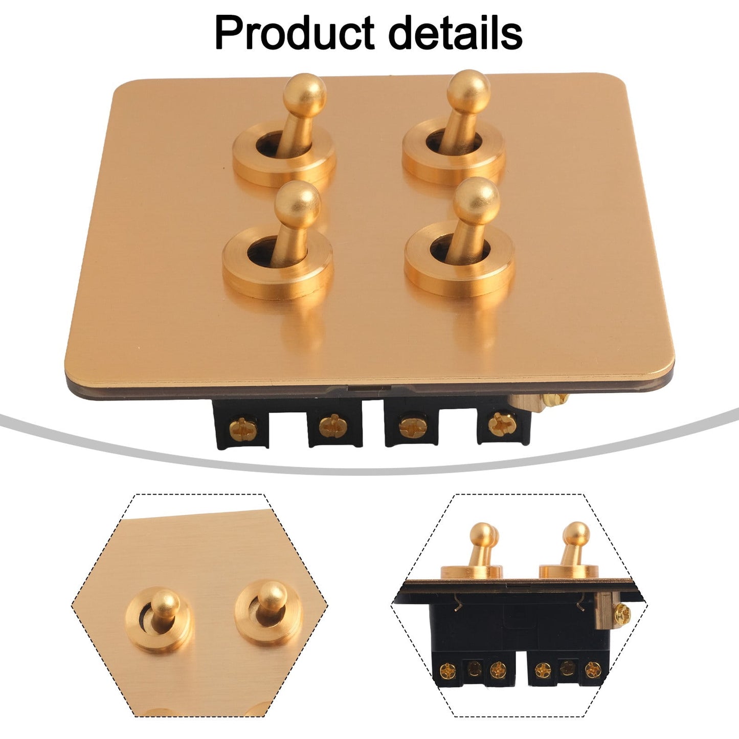 Toggle Light Rocker Switch 1/2 Way Retro Brass Plate Lever 86 Type Toggle Switch 1 Gang Smile Home 4 Gang V1189-LWWAL-20260327-04397