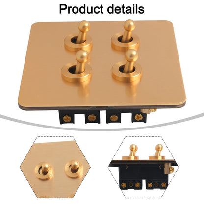 Toggle Light Rocker Switch 1/2 Way Retro Brass Plate Lever 86 Type Toggle Switch 1 Gang Smile Home 4 Gang V1189-LWWAL-20260327-04397