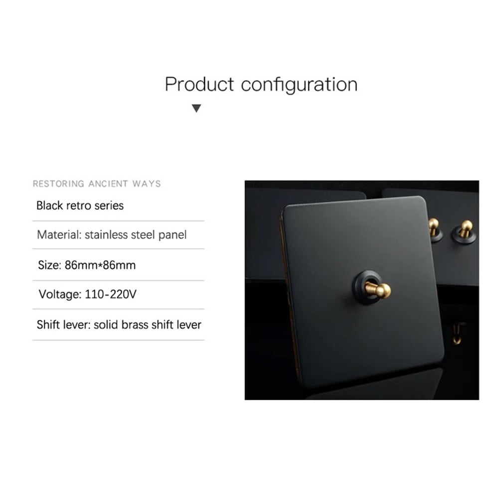 86 Type Stainless Steel Panel Wall Toggle Light Switch Brass Rod 1Way 2Way 2 Gang Smile Home 1 Gang V1189-LWWAL-20260327-04409