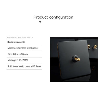 86 Type Stainless Steel Panel Wall Toggle Light Switch Brass Rod 1Way 2Way 2 Gang Smile Home 1 Gang V1189-LWWAL-20260327-04409
