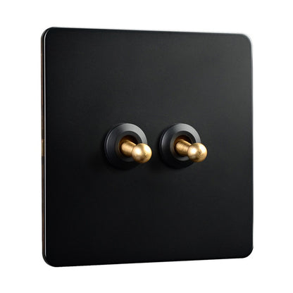 86 Type Stainless Steel Panel Wall Toggle Light Switch Brass Rod 1Way 2Way 2 Gang Smile Home 2 Gang V1189-LWWAL-20260327-04410