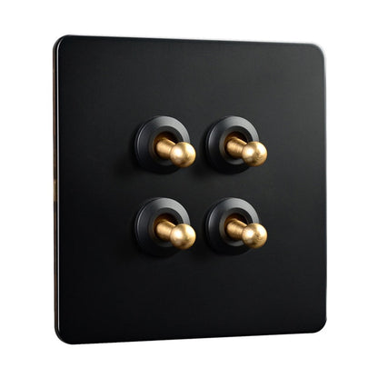 86 Type Stainless Steel Panel Wall Toggle Light Switch Brass Rod 1Way 2Way 2 Gang Smile Home 4 Gang V1189-LWWAL-20260327-04411
