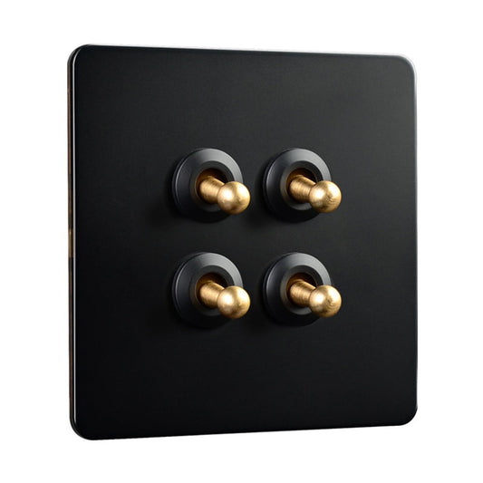 86 Type Stainless Steel Panel Wall Toggle Light Switch Brass Rod 1Way 2Way 2 Gang Smile Home 4 Gang V1189-LWWAL-20260327-04411
