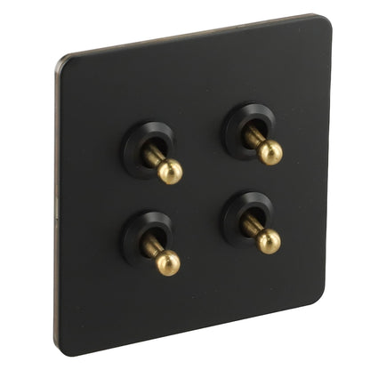 86 Type Stainless Steel Panel Wall Toggle Light Switch Brass Rod 1Way 2Way 2 Gang Smile Home 4 Gang V1189-LWWAL-20260327-04411