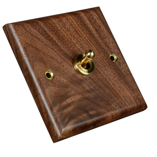 Toggle Light Rocker Switch 1/2 Way Retro Walnut Wood Plate Brass Lever 1 Gang Smile Home 1 Gang V1189-LWWAL-20260327-04412
