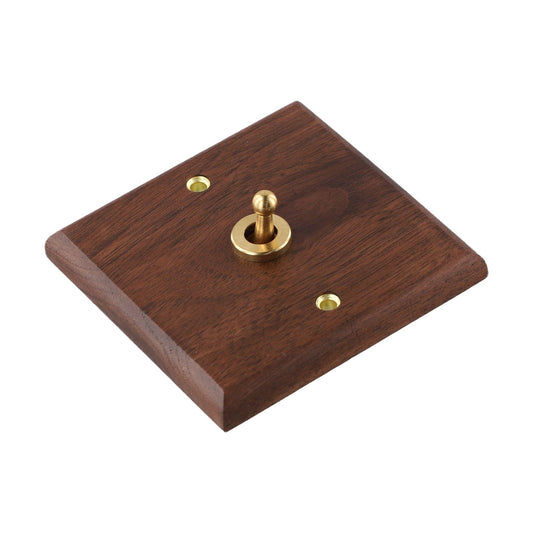 Toggle Light Rocker Switch 1/2 Way Retro Walnut Wood Plate Brass Lever 1 Gang Smile Home 1 Gang V1189-LWWAL-20260327-04412