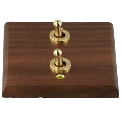 Toggle Light Rocker Switch 1/2 Way Retro Walnut Wood Plate Brass Lever 1 Gang Smile Home 2 Gang V1189-LWWAL-20260327-04413