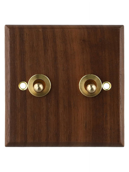 Toggle Light Rocker Switch 1/2 Way Retro Walnut Wood Plate Brass Lever 1 Gang Smile Home 2 Gang V1189-LWWAL-20260327-04413