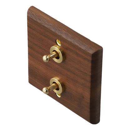 Toggle Light Rocker Switch 1/2 Way Retro Walnut Wood Plate Brass Lever 1 Gang Smile Home 2 Gang V1189-LWWAL-20260327-04413