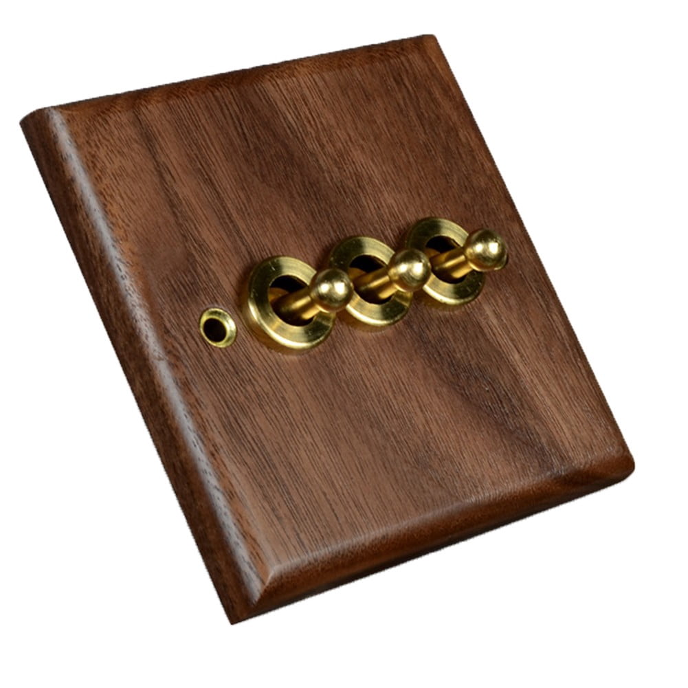 Toggle Light Rocker Switch 1/2 Way Retro Walnut Wood Plate Brass Lever 1 Gang Smile Home 3 Gang V1189-LWWAL-20260327-04414