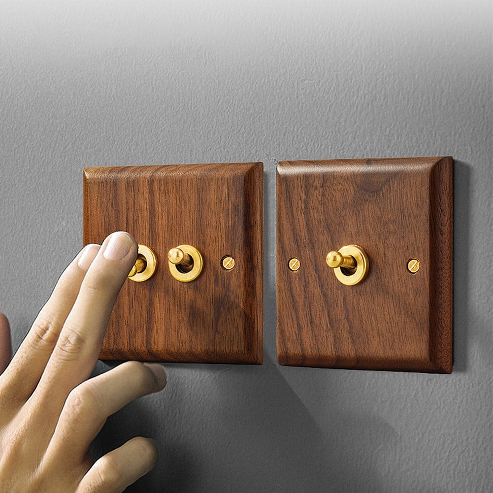 Toggle Light Rocker Switch 1/2 Way Retro Walnut Wood Plate Brass Lever 1 Gang Smile Home 3 Gang V1189-LWWAL-20260327-04414