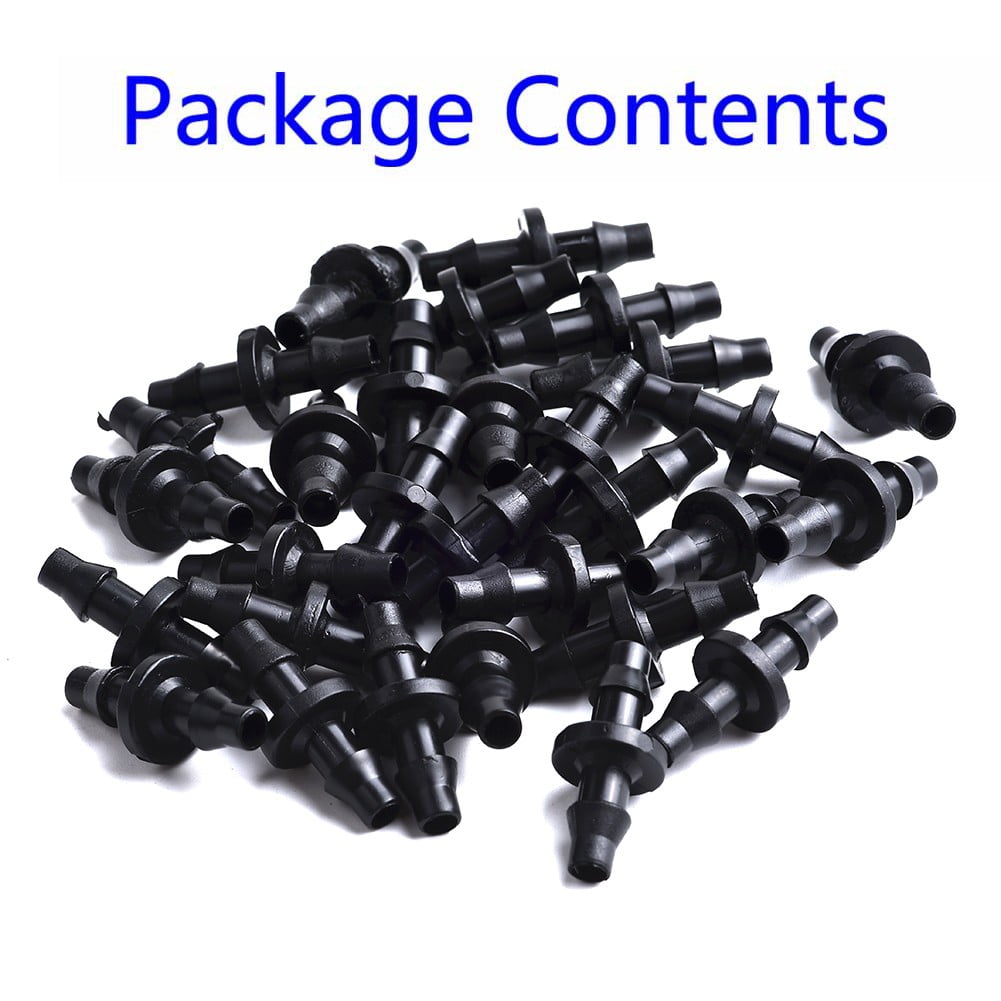 New 100Pc 1/4 Barbed Connector Double Way For 4/7Mm Garden Drip Irrigation Hose Smile Home V1189-LWWAL-20260327-04463
