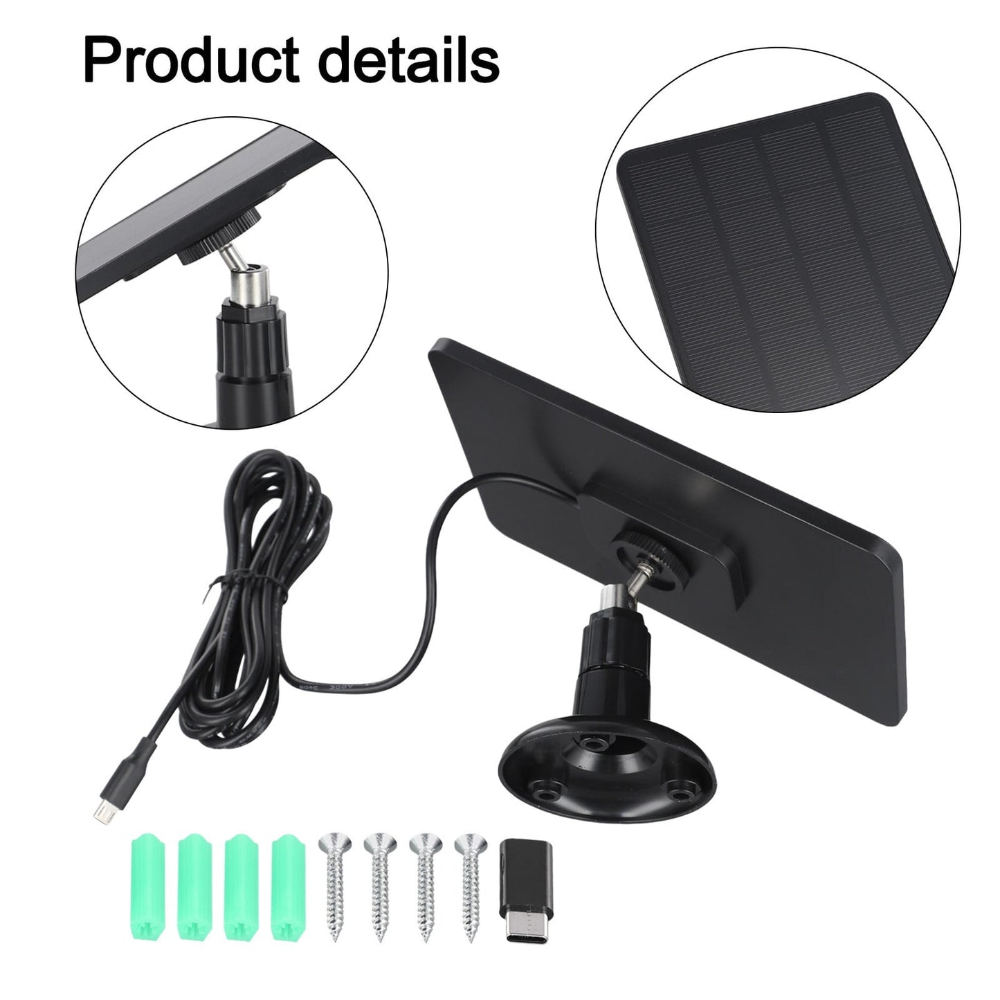 Solar Panel for Blink Camera: 4W Outdoor Solar Charger with 9.84ft Cable! C Black Smile Home Dc Black V1189-LWWAL-20260327-04492
