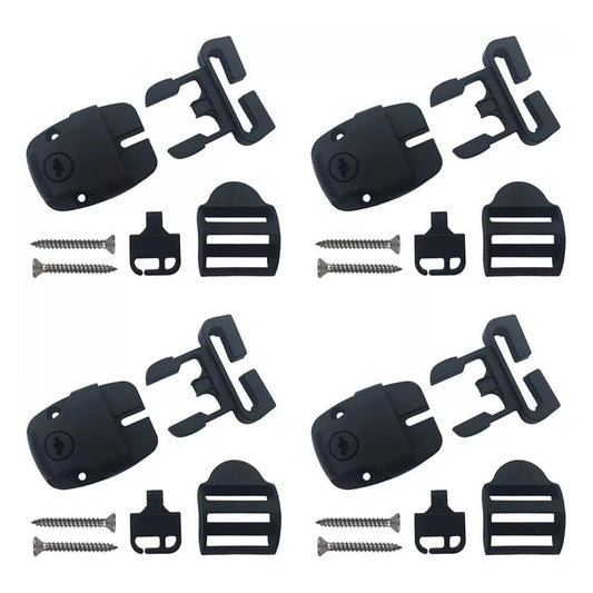 4 Set Spa Cover Latch Replacement Kit With Slots - Includes 4 Latches Tracks Keys & Screws For Hot Tub Cover V1189-LWWAL-20260327-04553