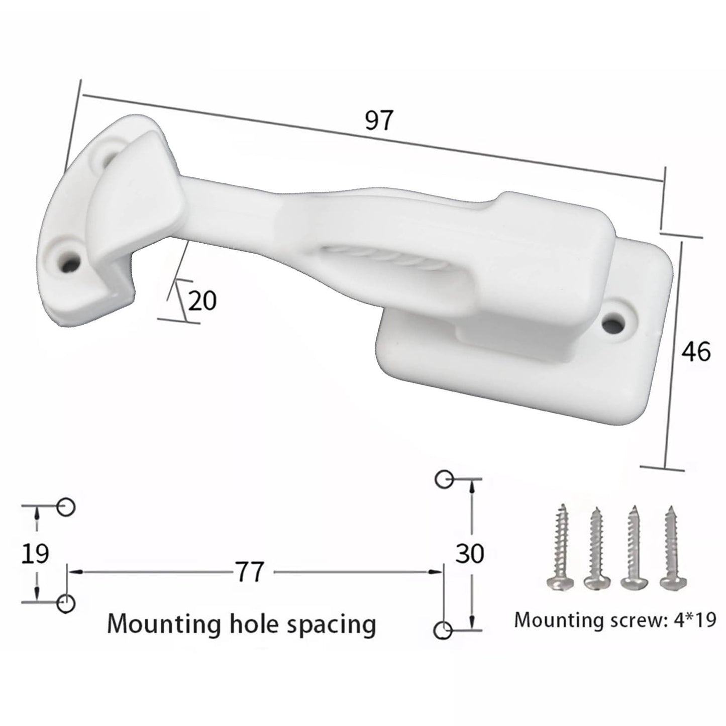 Nylon Rv Cabinet Latch Lock For Camper Trailer Boat Easy Install Secure Door Catch Holder White Black Travel V1189-LWWAL-20260327-04556