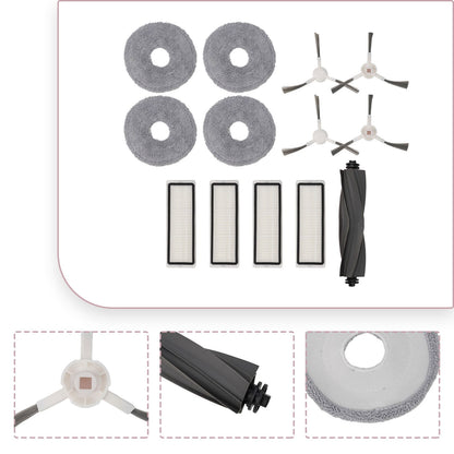 Robotic Vacuum Cleaner Parts Kit For L10 & L10S Pro - Main Brush 4 Side Brushes 4 Filters & 4 Mop Cloths V1189-LWWAL-20260327-04563