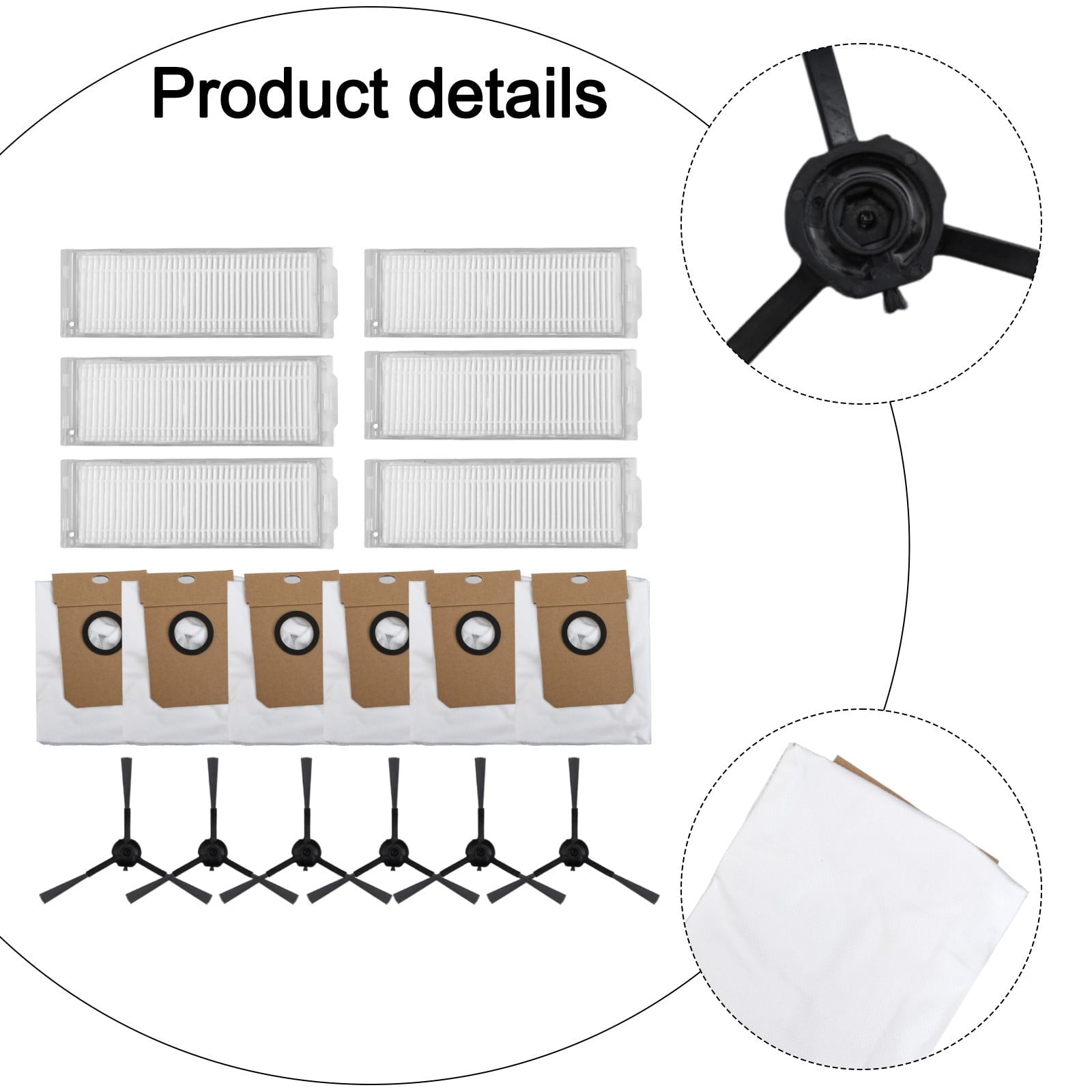 Cecotec Conga 13090 Spin Revol Home Vacuum Filter Dust Bag Side Brush Replacement Kit With 6 Filters 6 Bags 6 V1189-LWWAL-20260327-04565
